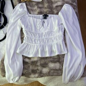 cute puff sleeve top in white